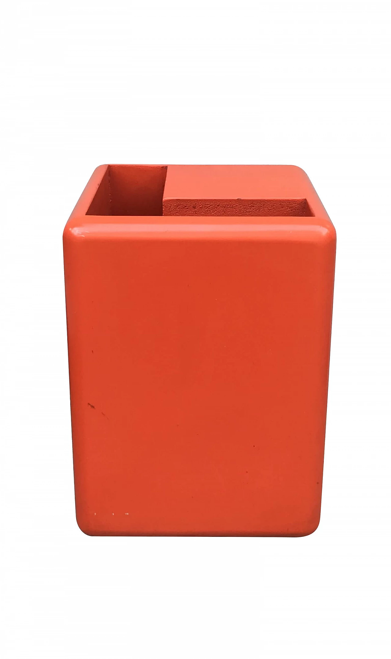 Orange lacquered wooden stool, 1980s 1337983