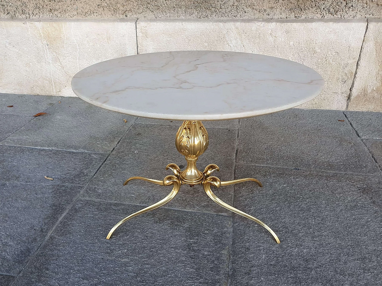 Art Nouveau brass and marble coffee table, 1950s 1339990