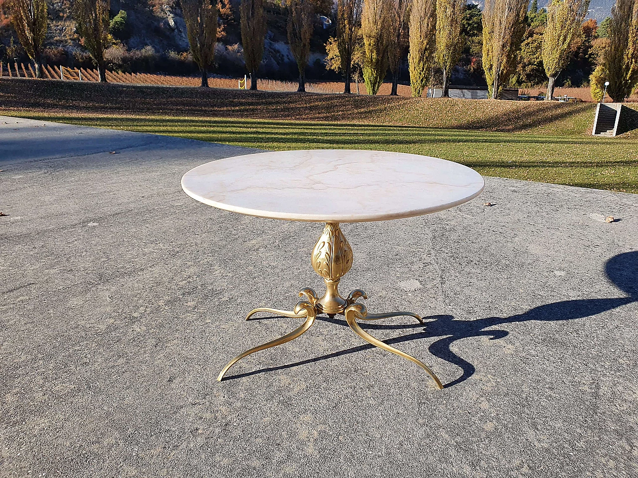 Art Nouveau brass and marble coffee table, 1950s 1339992