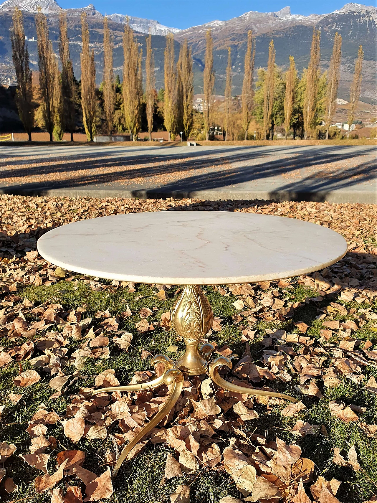 Art Nouveau brass and marble coffee table, 1950s 1339993