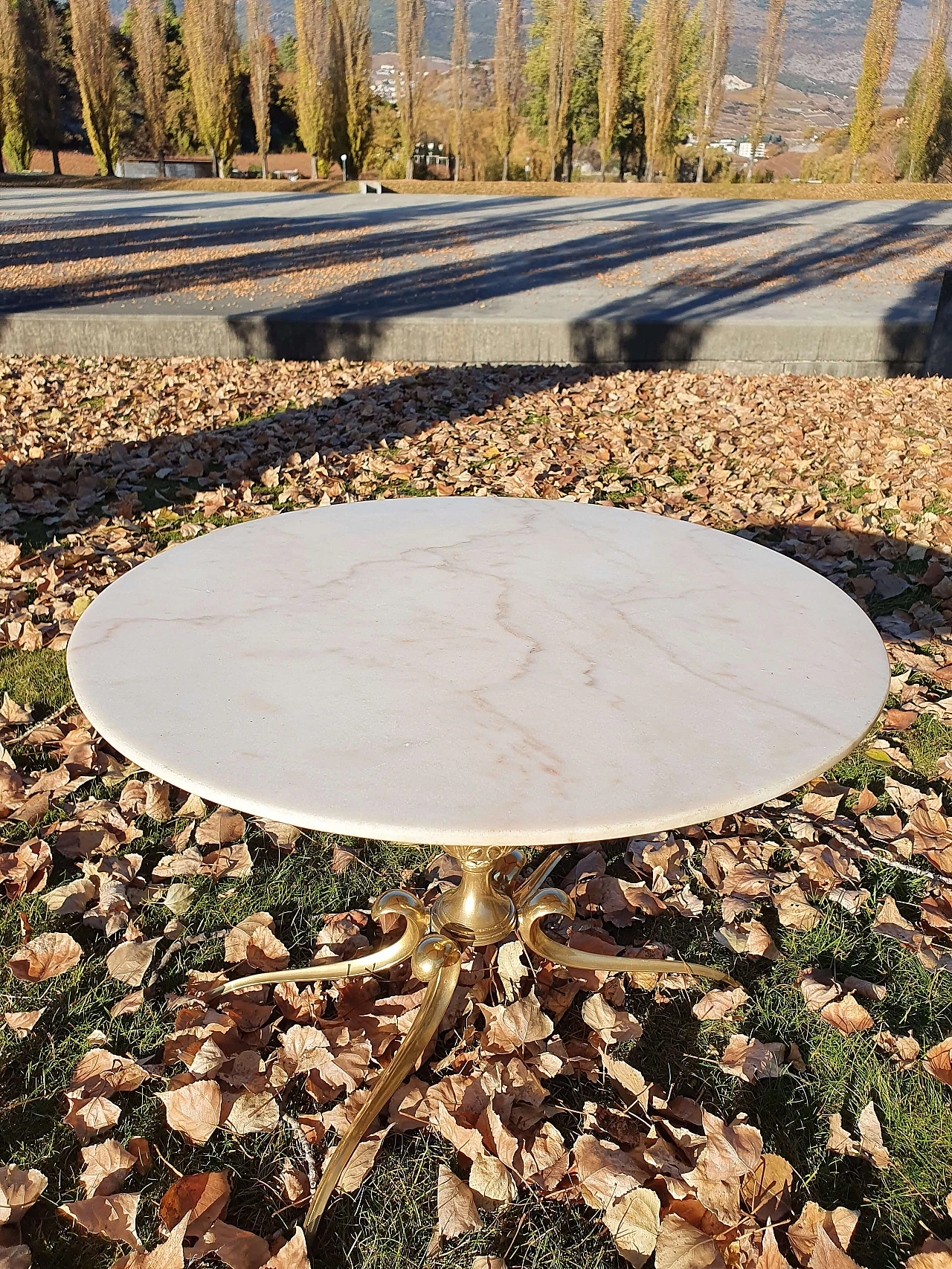 Art Nouveau brass and marble coffee table, 1950s 1339994