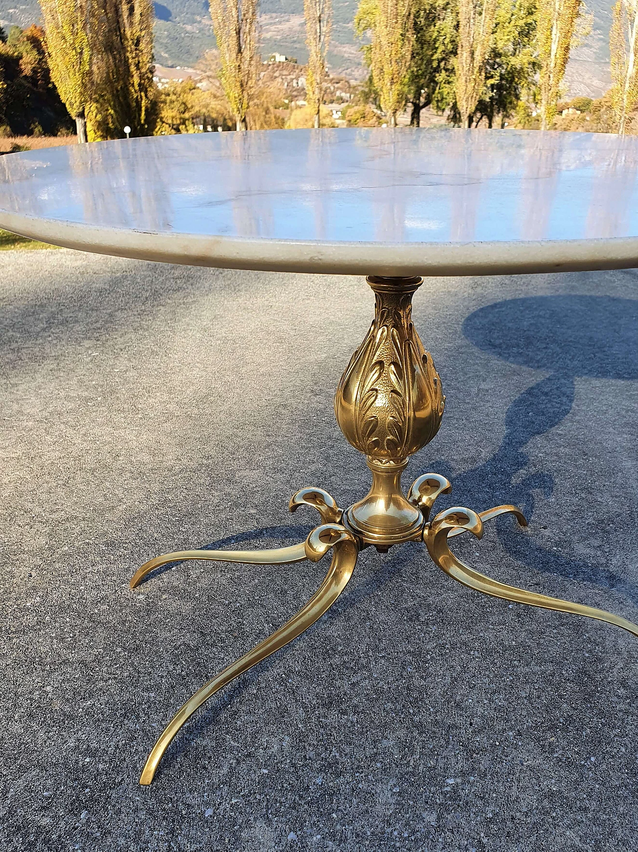 Art Nouveau brass and marble coffee table, 1950s 1339995