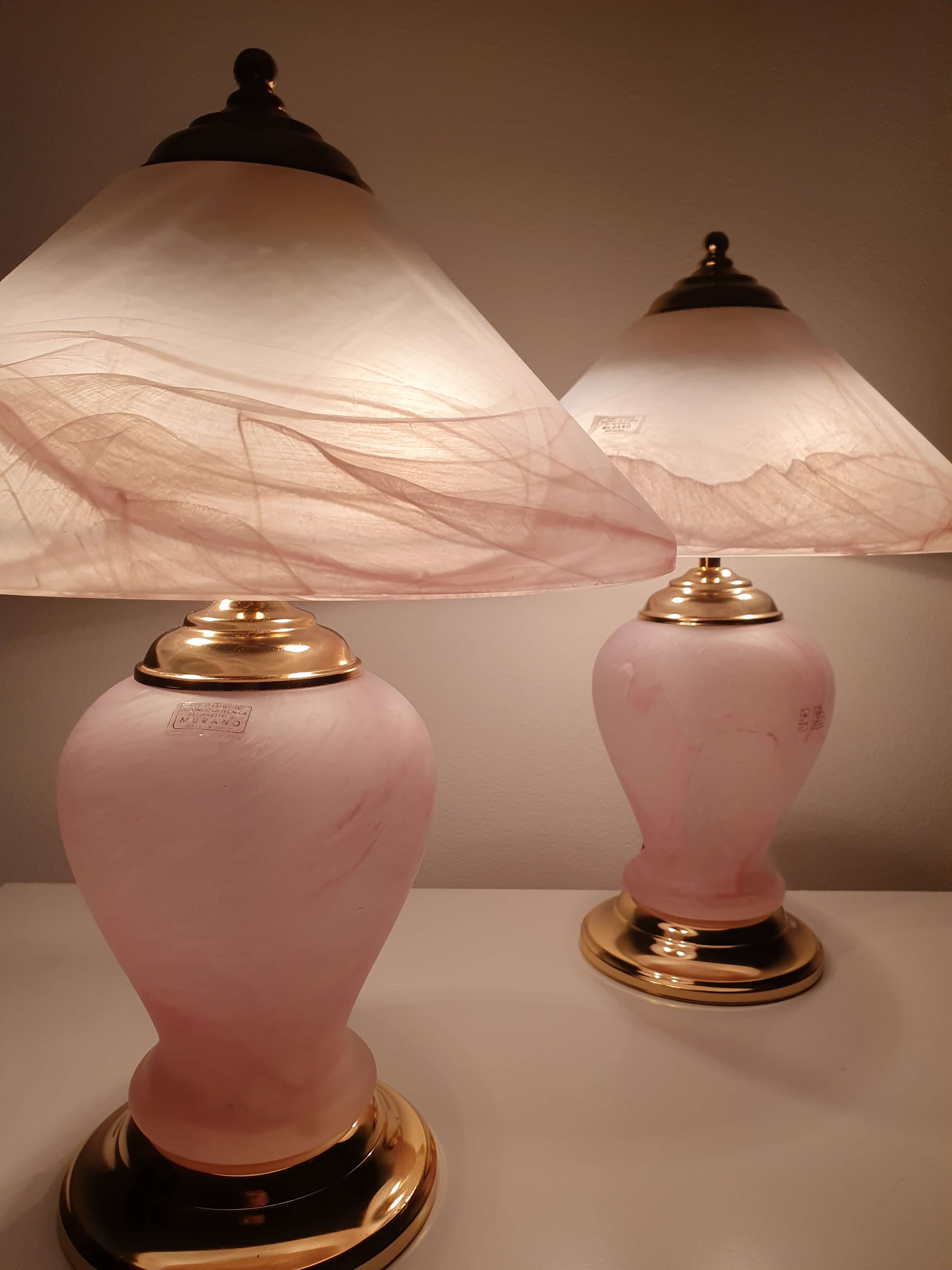 Lampada da tavolo per interno 31x47h cm oro rosa in vetro soffiato