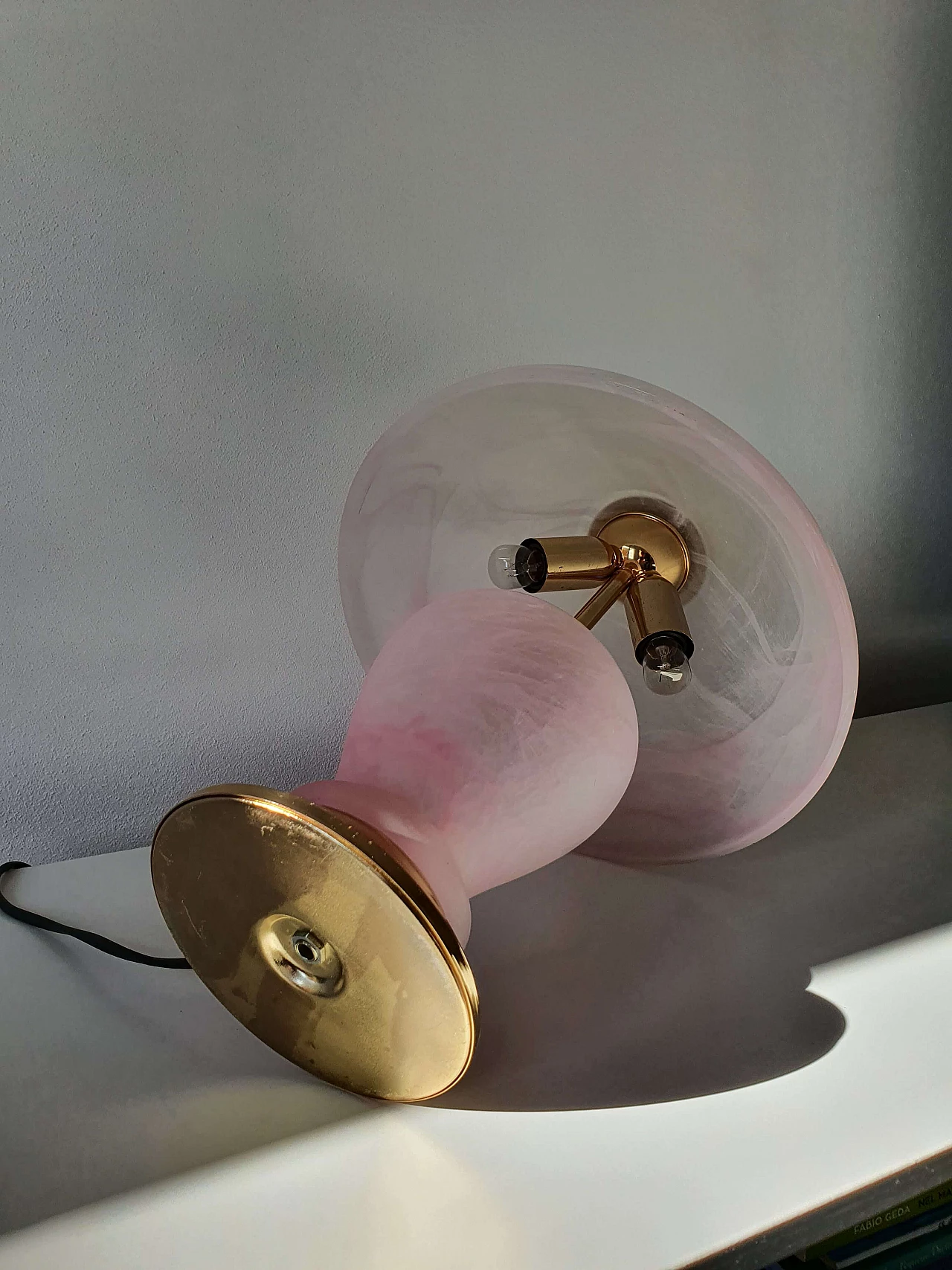 Table lamp in pink frosted Murano glass, 1970s 1340006