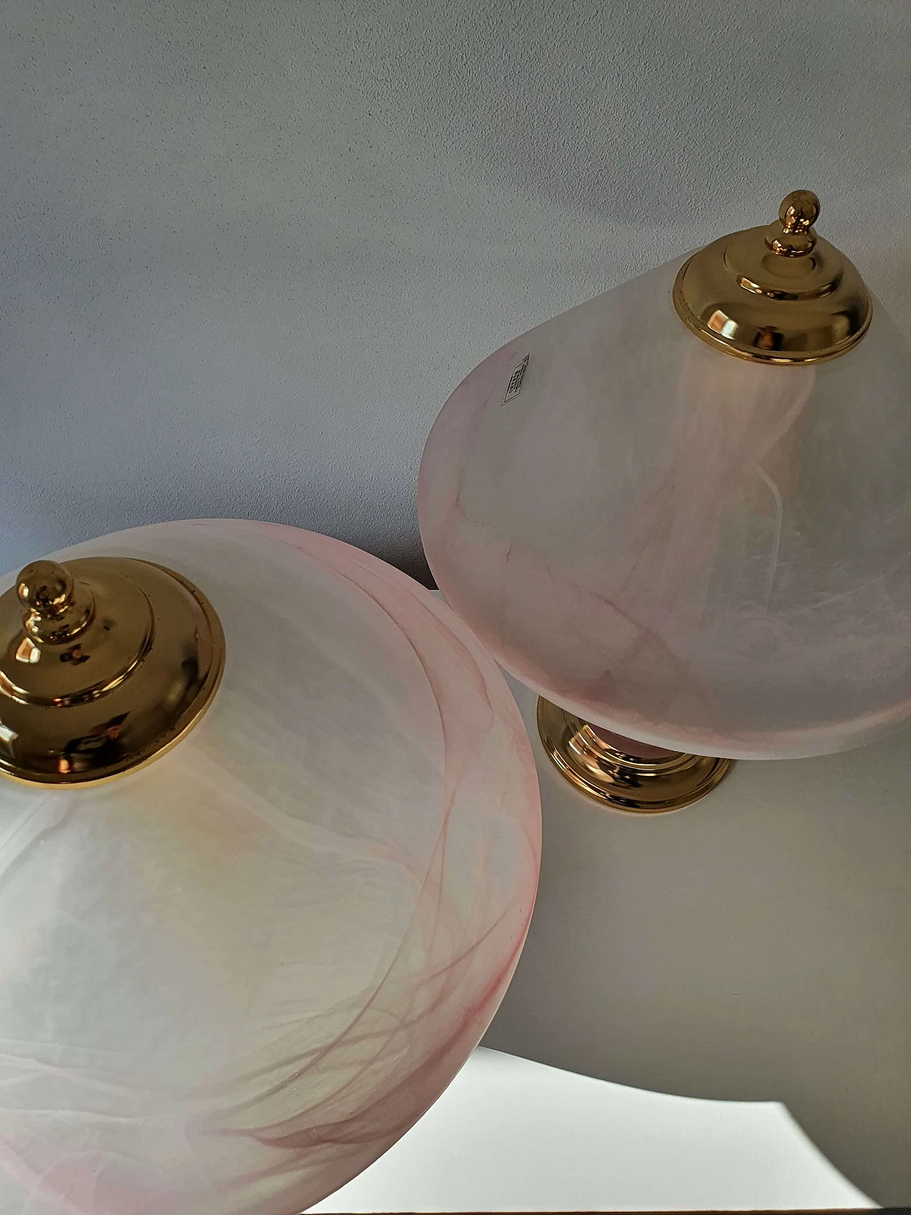 Lampada da tavolo in vetro di Murano rosa satinato, anni '70 1340010