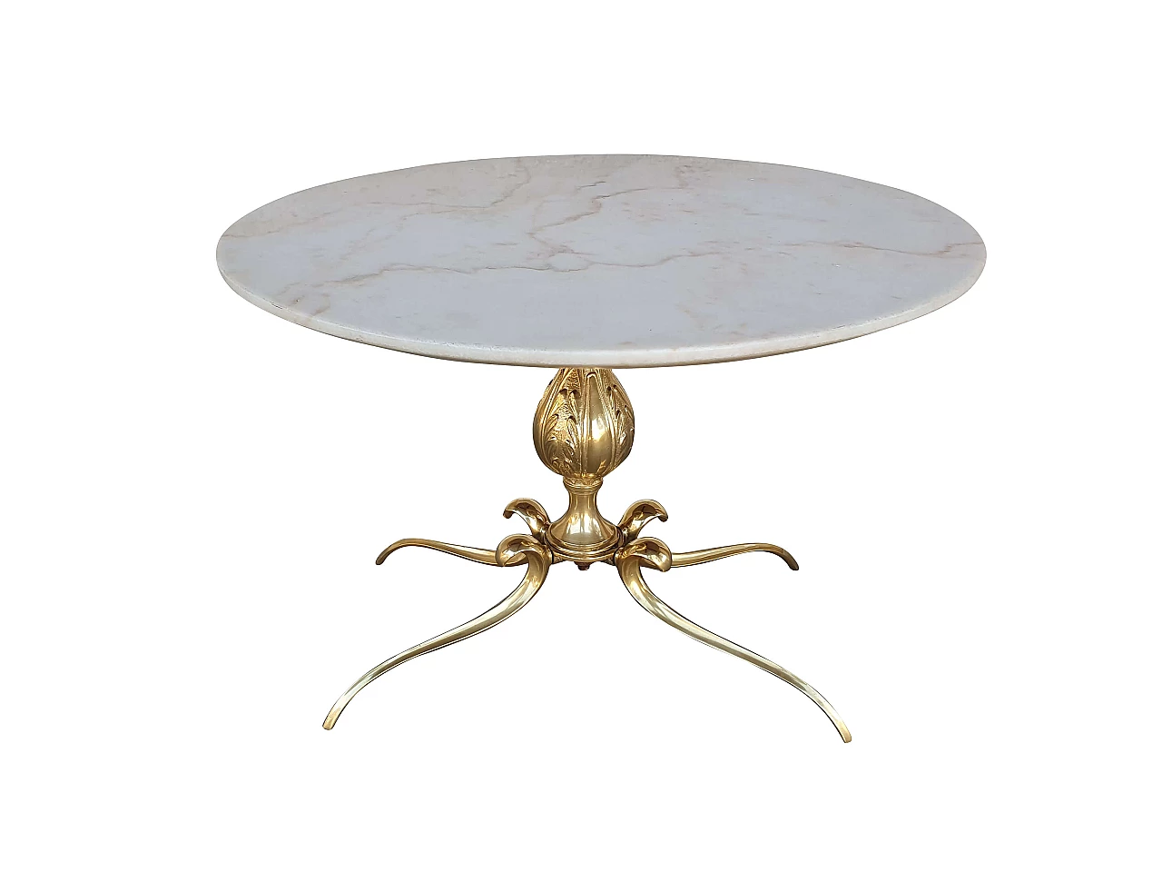 Art Nouveau brass and marble coffee table, 1950s 1340292