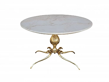 Art Nouveau brass and marble coffee table, 1950s