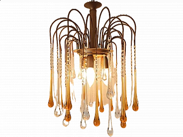 Paolo Venini style Murano glass drop chandelier, 1950s