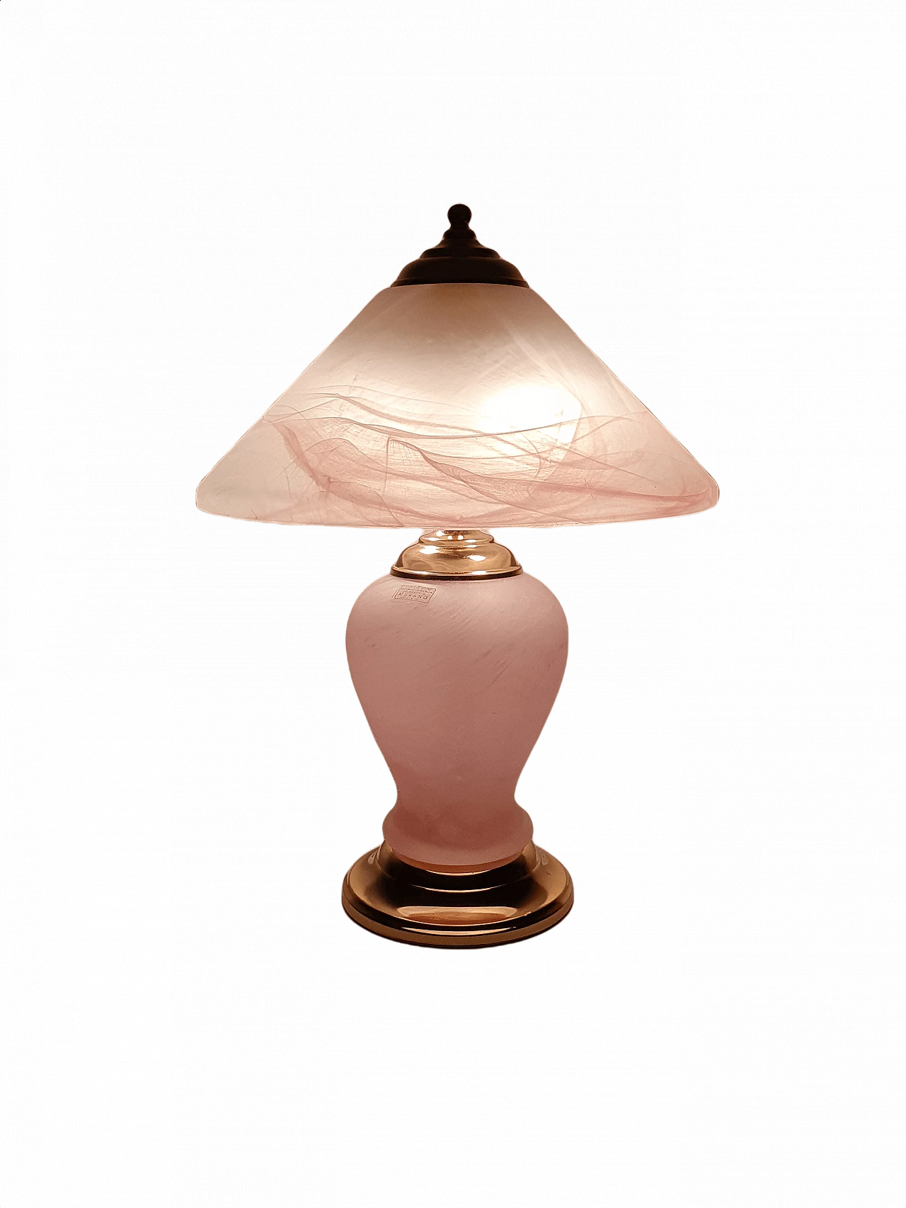 Lampada da tavolo in vetro di Murano rosa satinato, anni '70 1342281