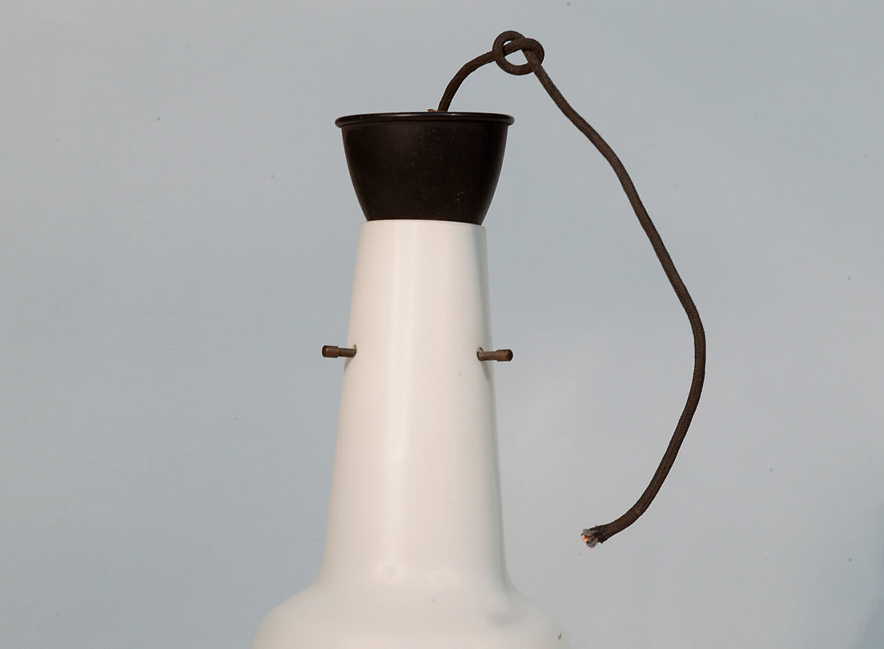 Chandelier in white frosted glass with geometric decorations, 70s 1343352