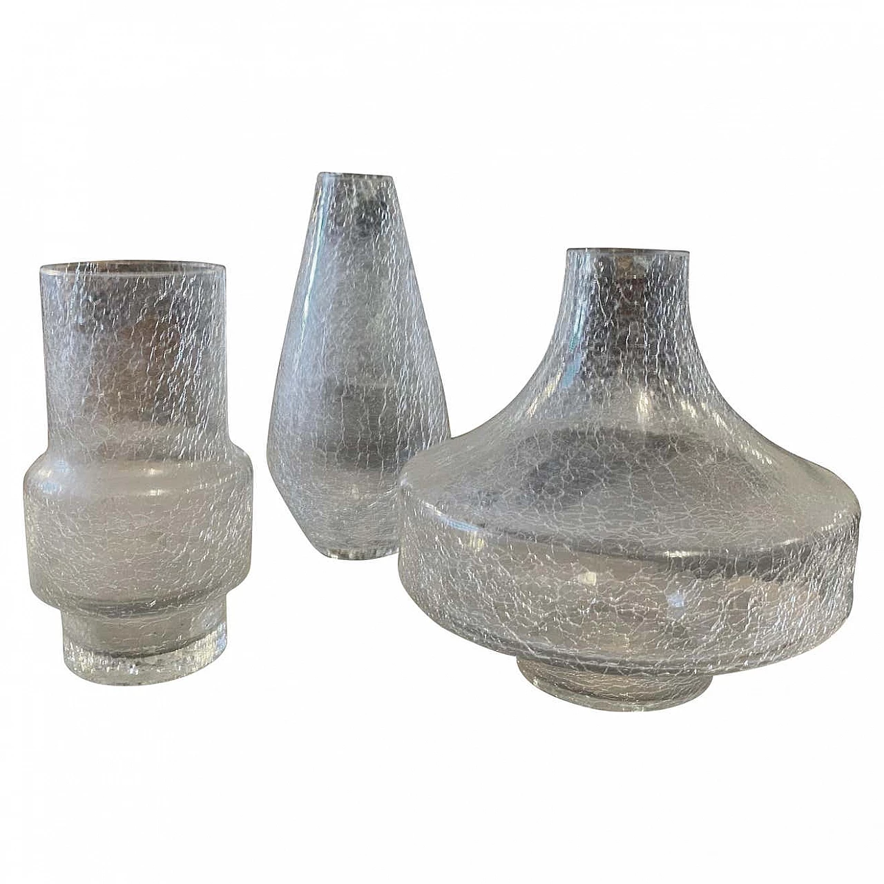 3 Vases in crackle glass, 70s 1344286