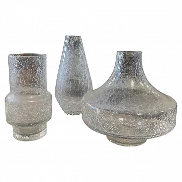 3 Vases in crackle glass, 70s