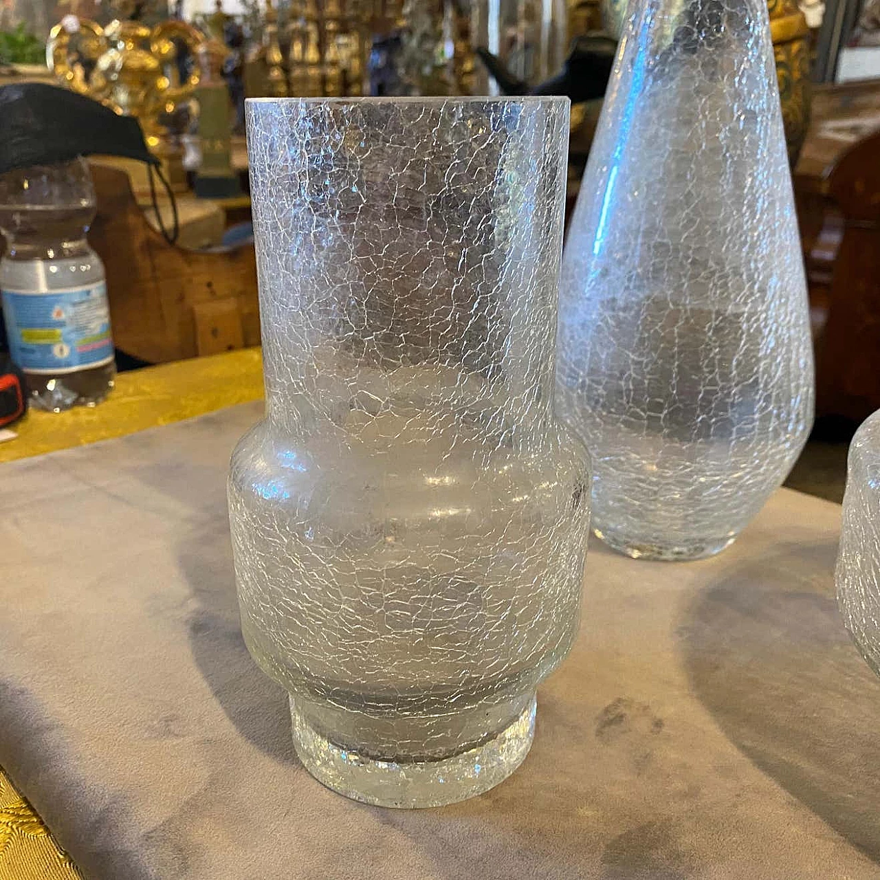 3 Vases in crackle glass, 70s 1344294