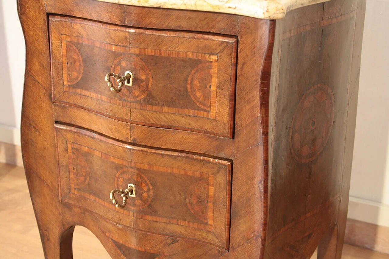 Pair of Louis XV style bedside tables in wood and briarwood, 1920s 1353388