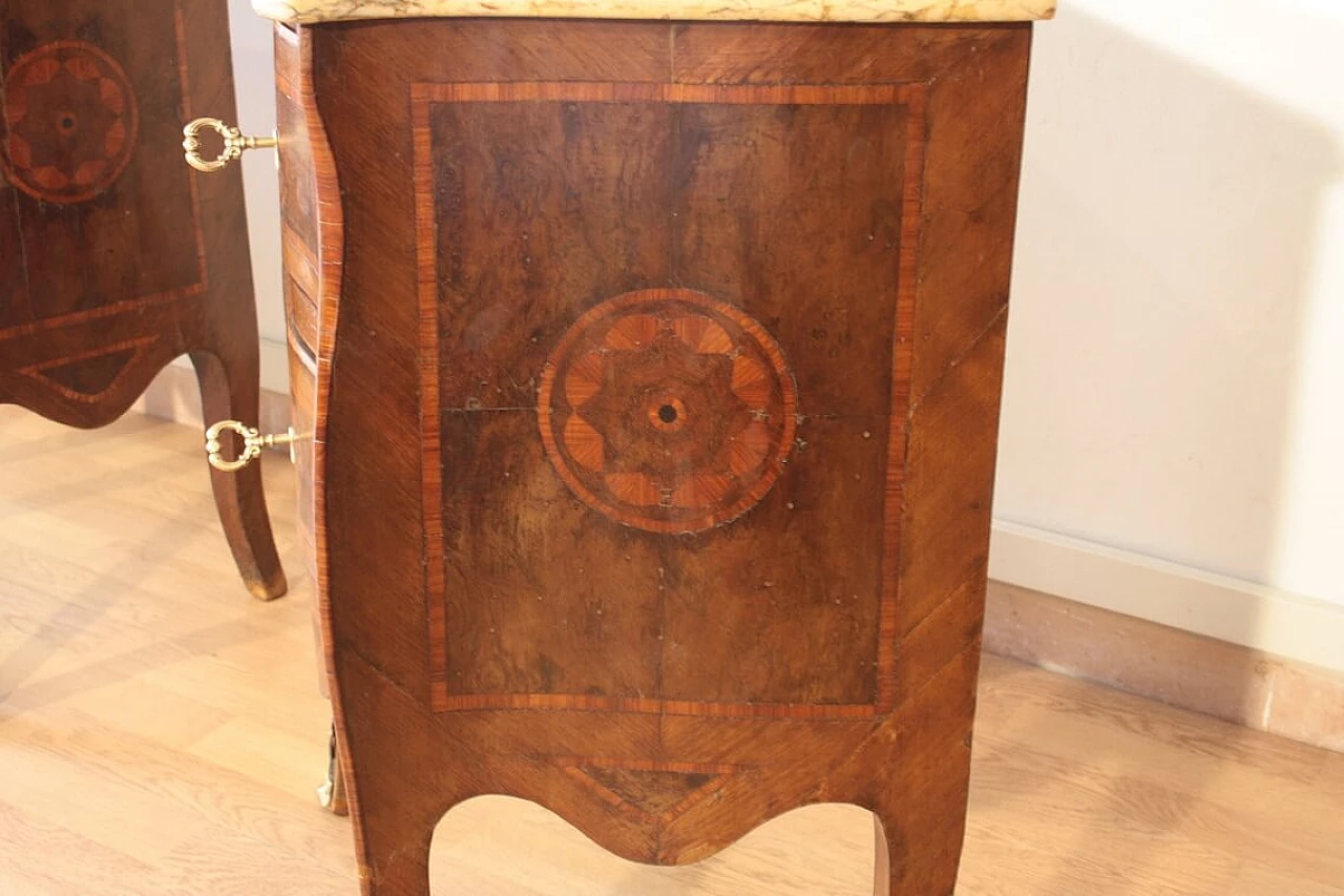 Pair of Louis XV style bedside tables in wood and briarwood, 1920s 1353389