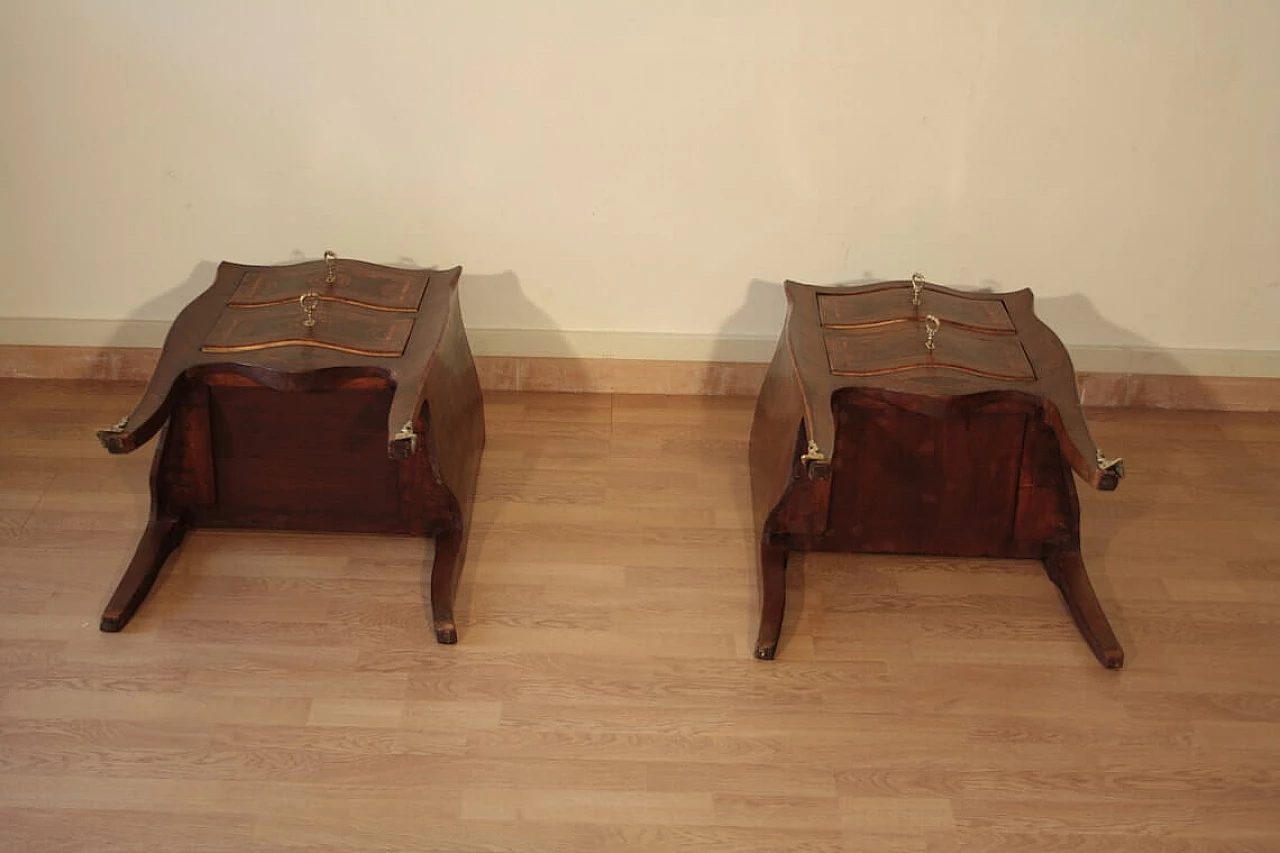 Pair of Louis XV style bedside tables in wood and briarwood, 1920s 1353391