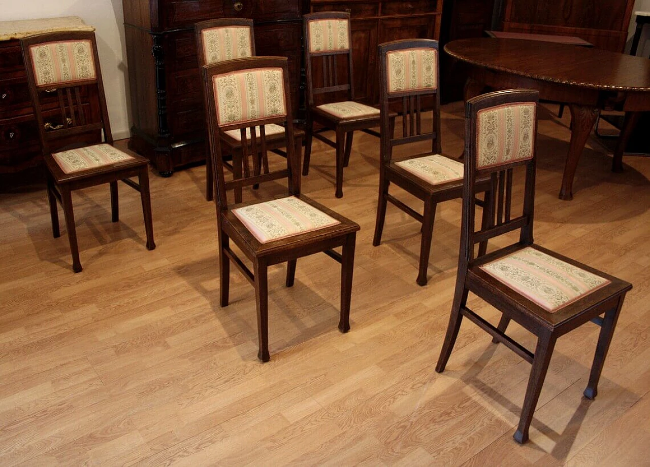 6 Fabric and oak chairs, 1920s 1353446