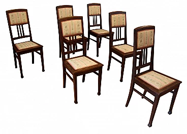 6 Fabric and oak chairs, 1920s