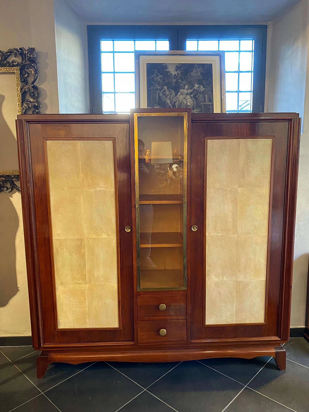 Art Deco French cabinet in rosewood and shagreen, 1950s 1360828