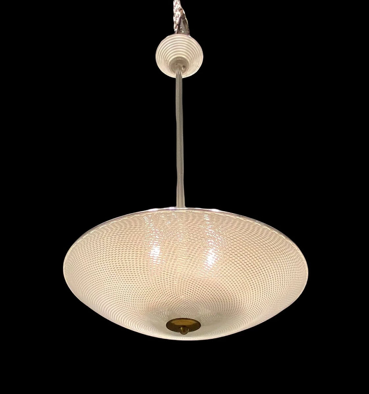 Venetian Murano Glass Reticello Lamp Light Pendant by Paolo Venini 1363338