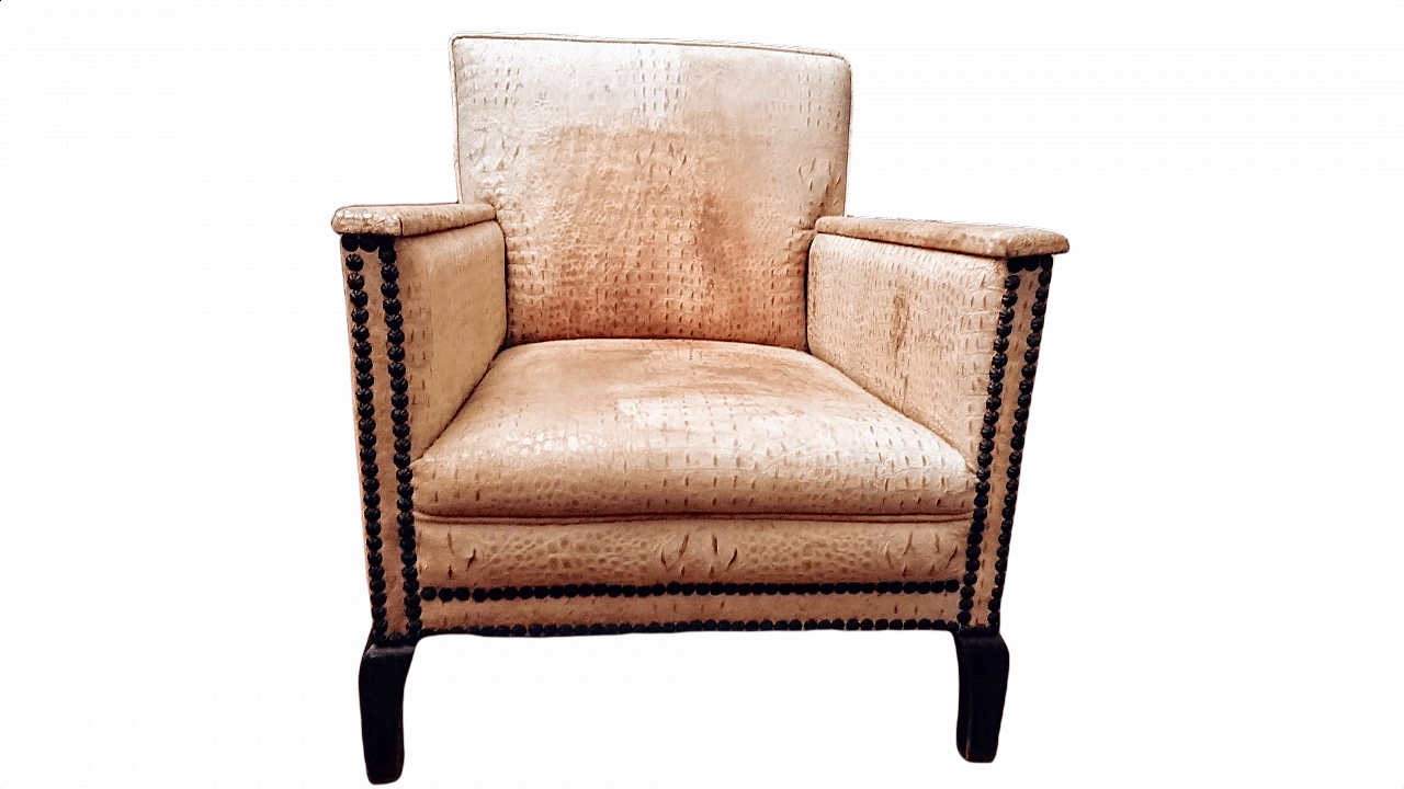 Crocodile-look leather armchair, 1930s 1364153