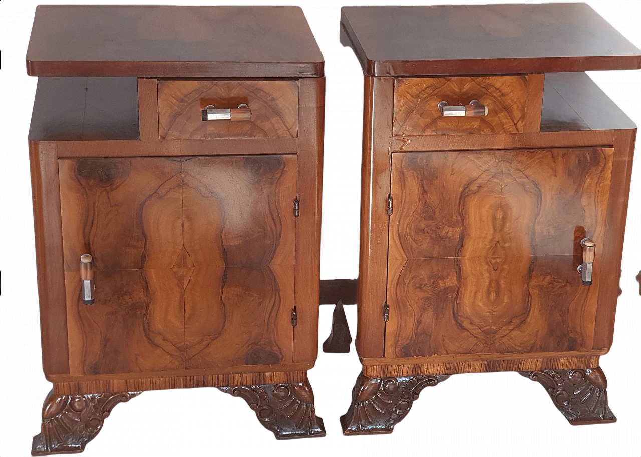 Pair of Art Deco nightstands in zebrano, 1930s 1365405