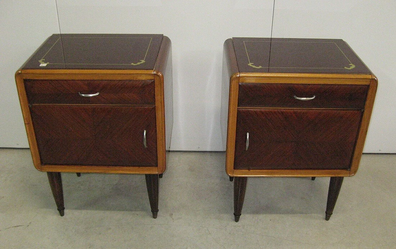 Pair of bedside tables with glass top, 1960s 1366554