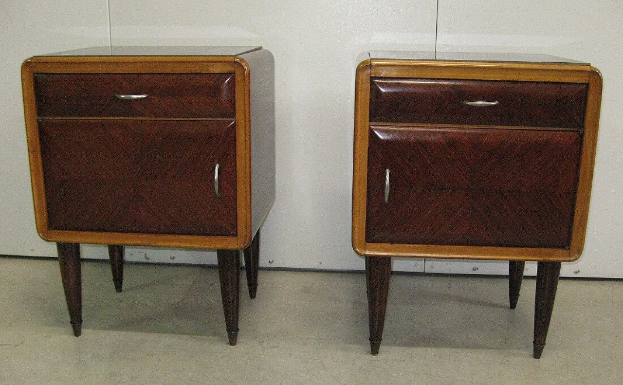 Pair of bedside tables with glass top, 1960s 1366555