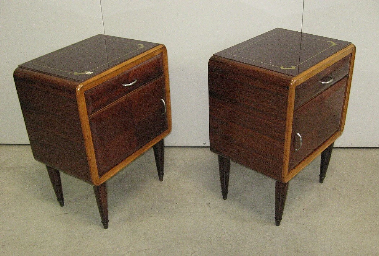 Pair of bedside tables with glass top, 1960s 1366556