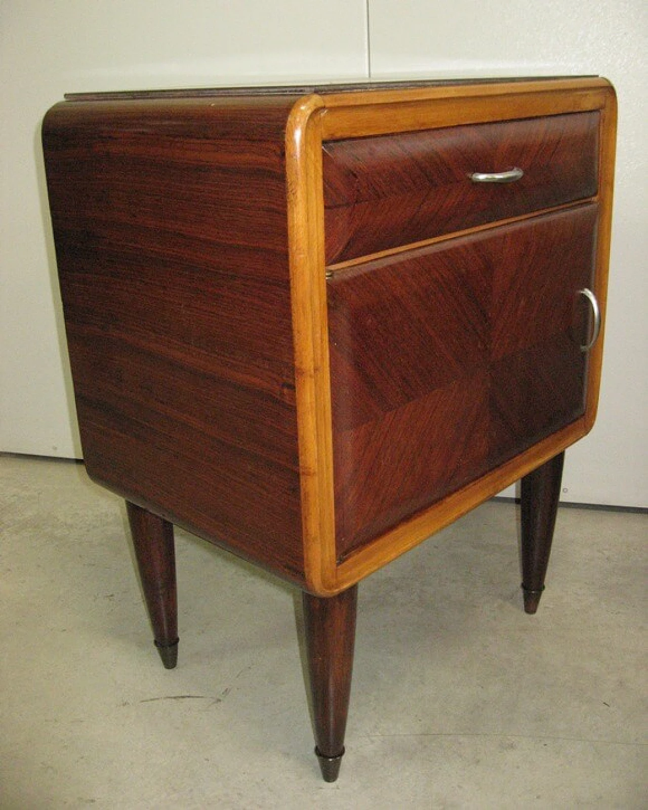 Pair of bedside tables with glass top, 1960s 1366559