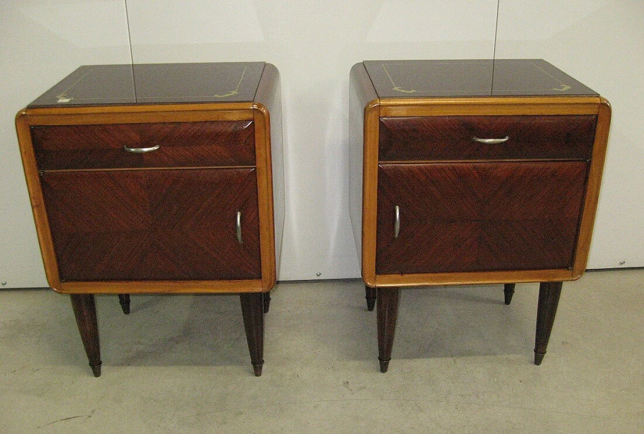 Pair of bedside tables with glass top, 1960s 1366563