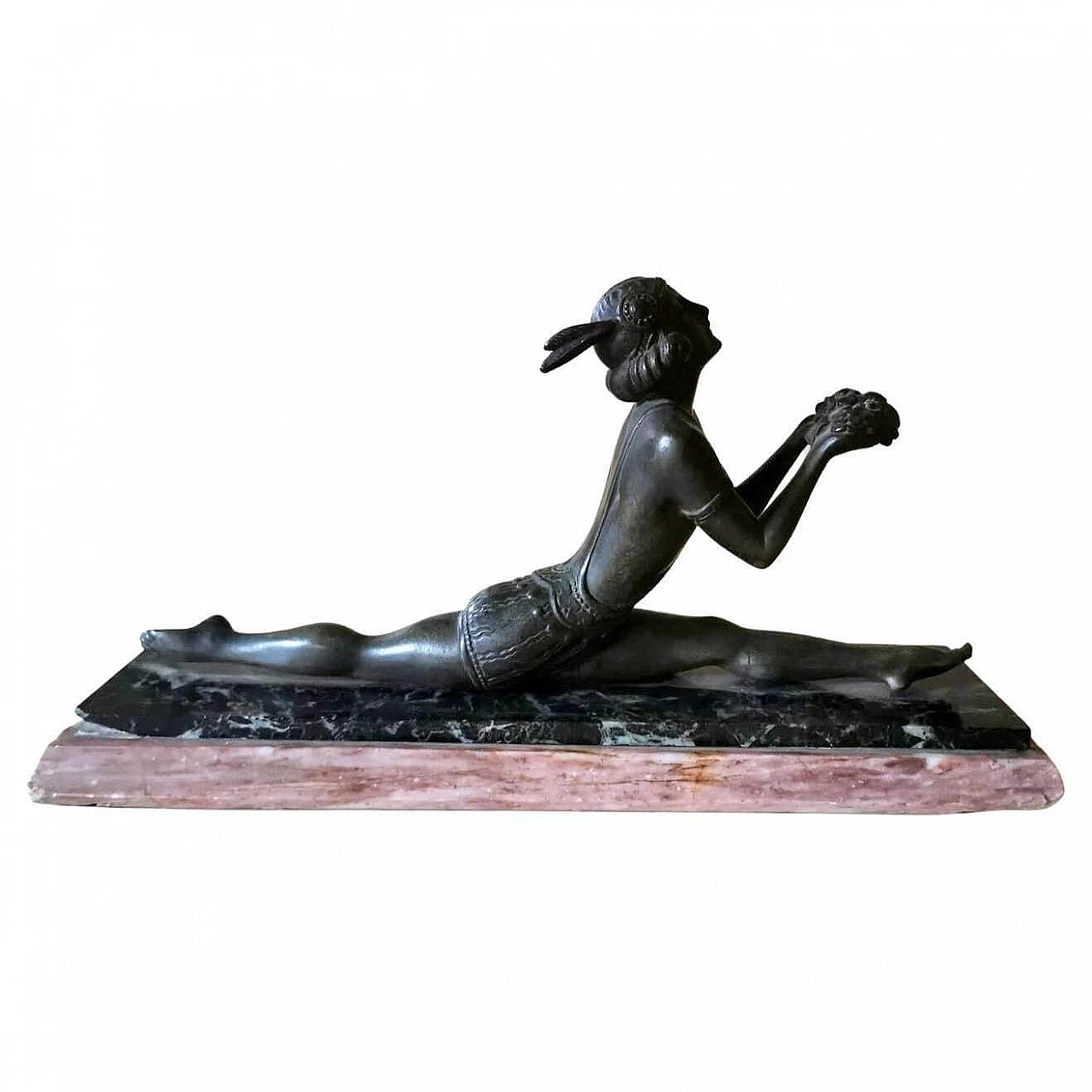 Art Noveau statuette of a young dancer in bronze with marble base, 1920s 1367447