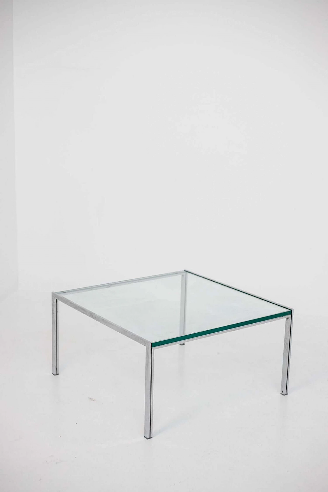 Luar coffee table in steel with thick glass top by Ross Littell for ICF, 70s 1367487