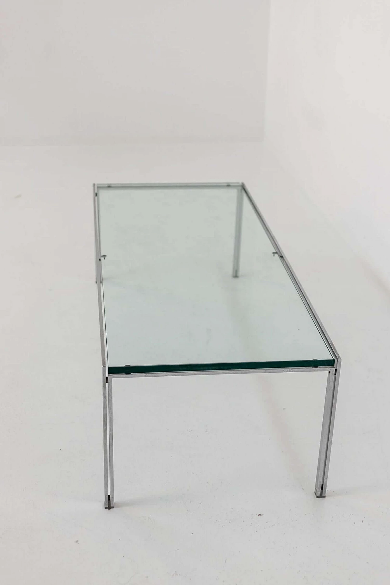 Coffe table in metal and thick glass top by Ross Littell for DePadova, 60s 1367501