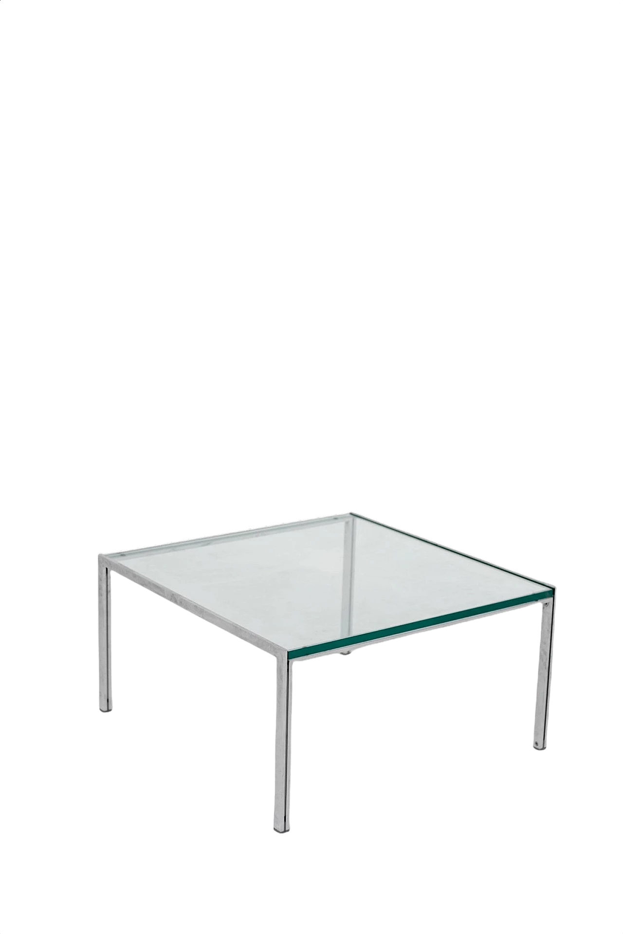 Luar coffee table in steel with thick glass top by Ross Littell for ICF, 70s 1367861