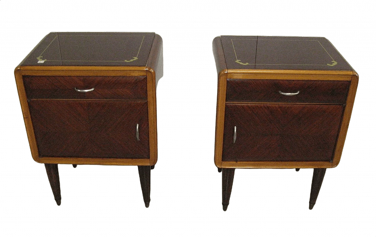 Pair of bedside tables with glass top, 1960s 1369873