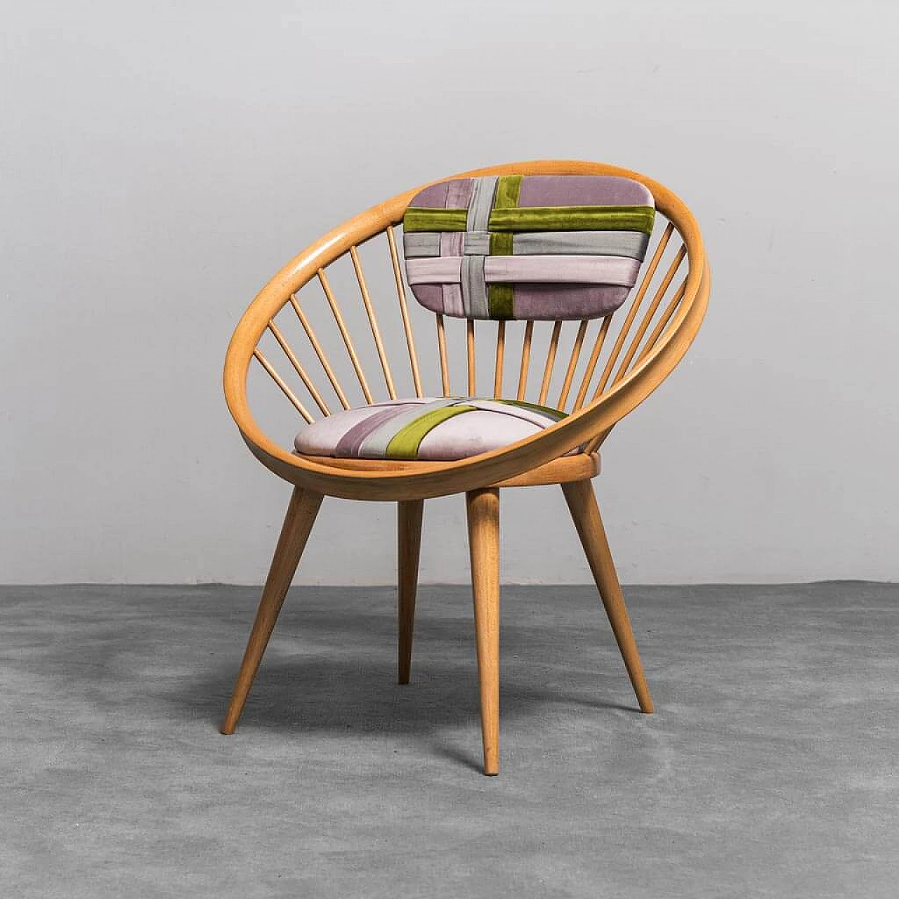 Circle Chair in wood and fabric, 1960s 1370681