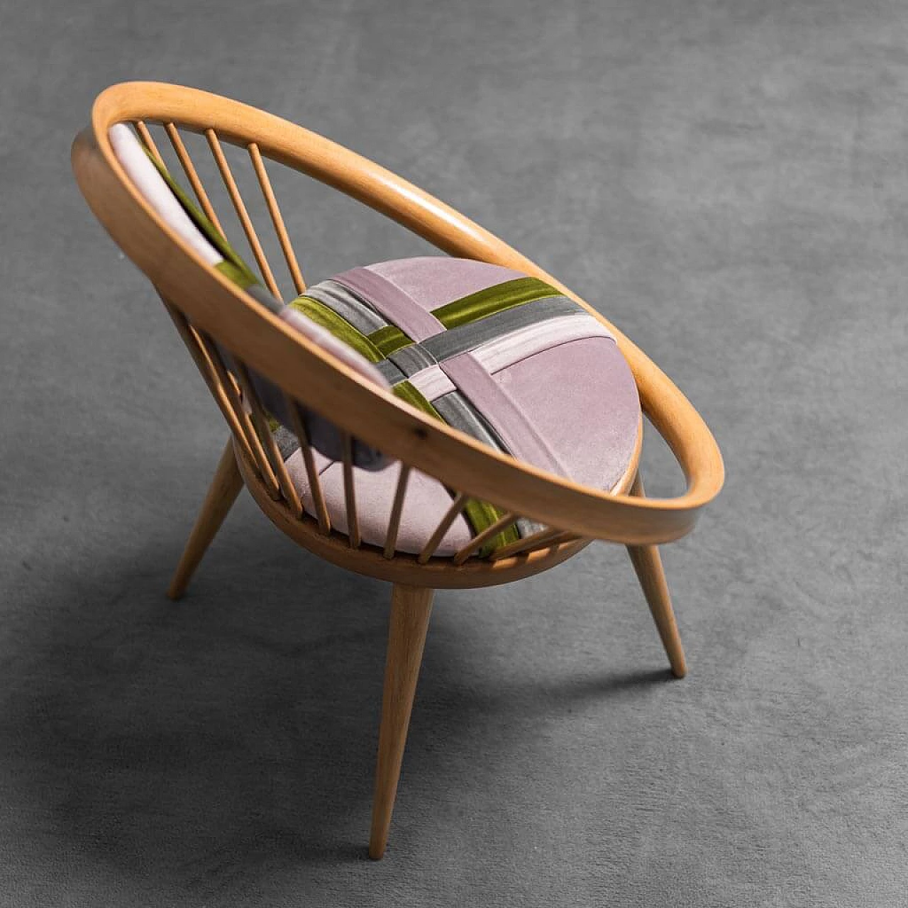 Circle Chair in wood and fabric, 1960s 1370682