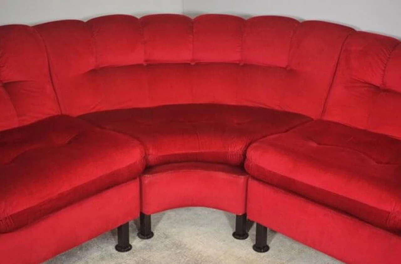 Red velvet sofa, 1970s 1371849