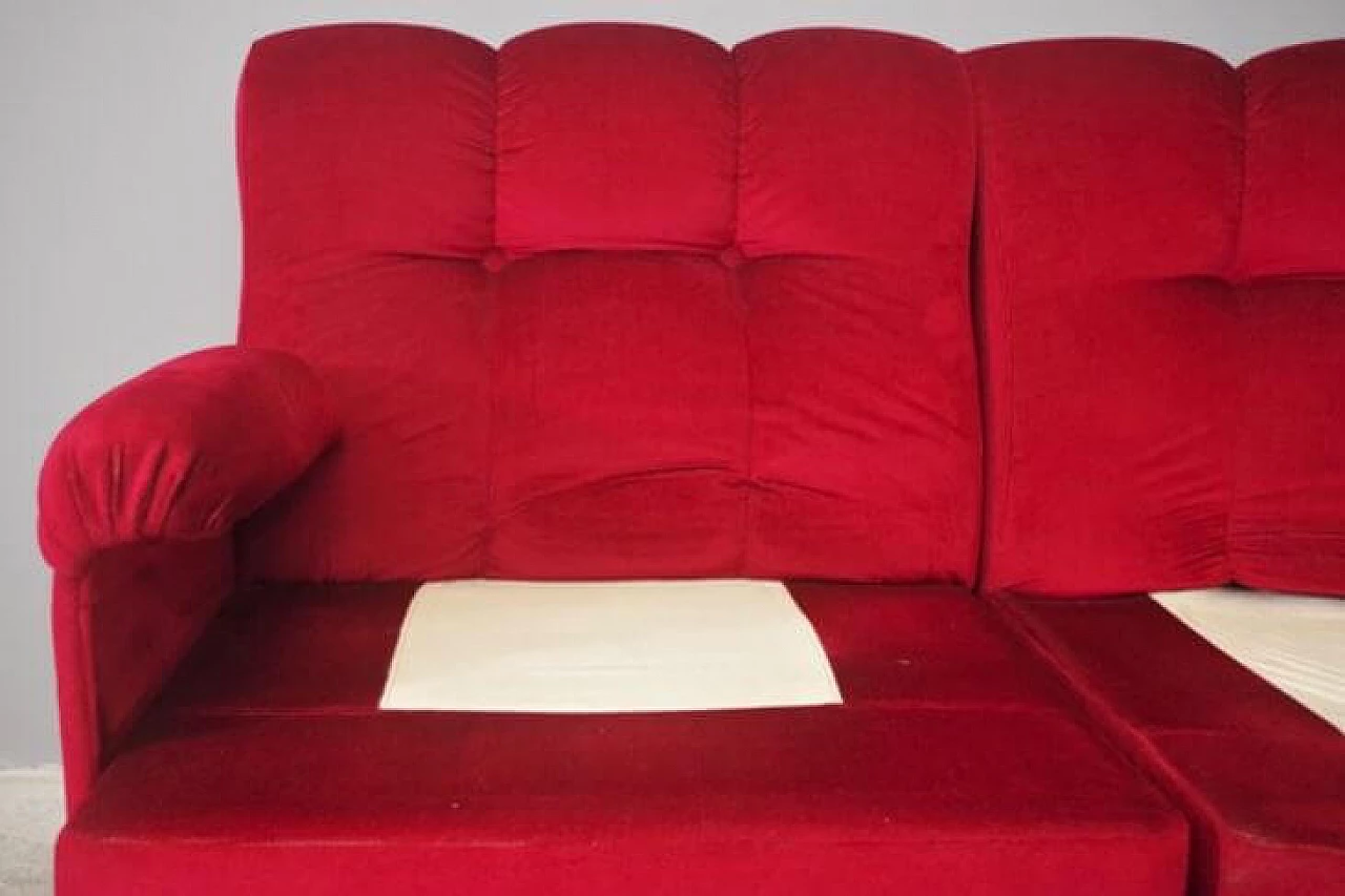Red velvet sofa, 1970s 1371852