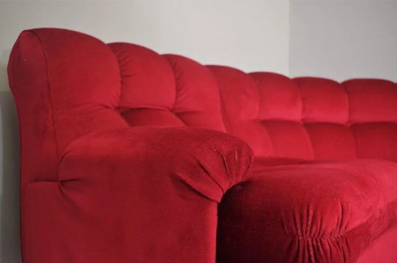 Red velvet sofa, 1970s 1371855