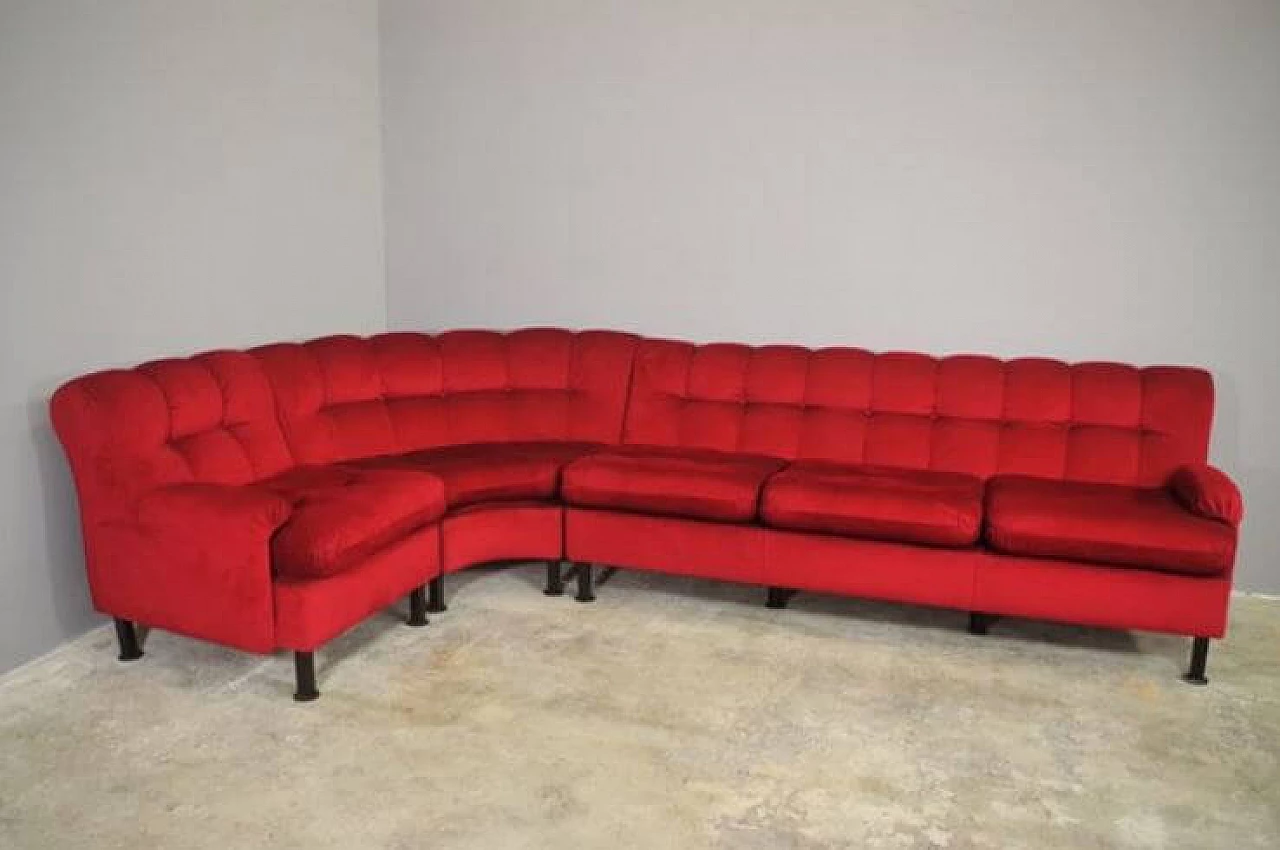 Red velvet sofa, 1970s 1371859