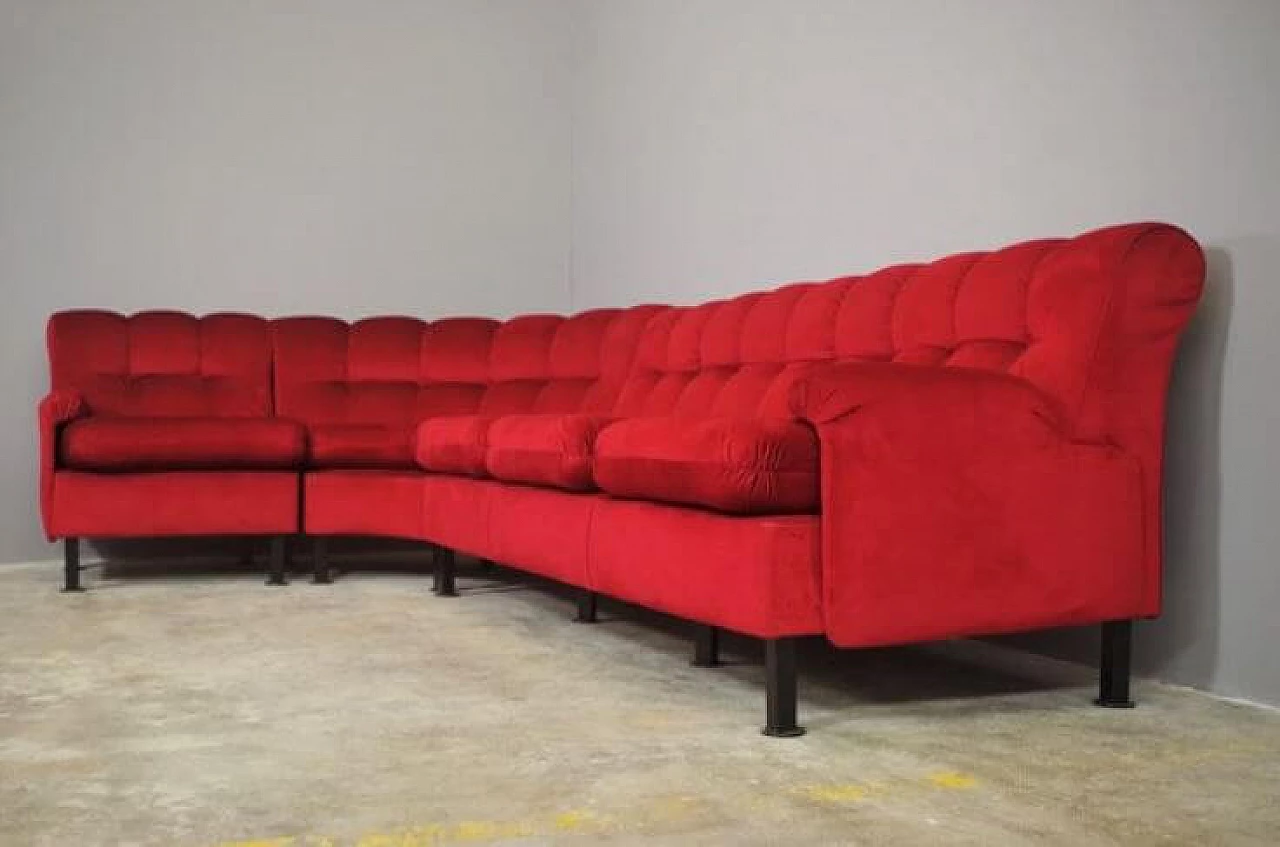 Red velvet sofa, 1970s 1371861