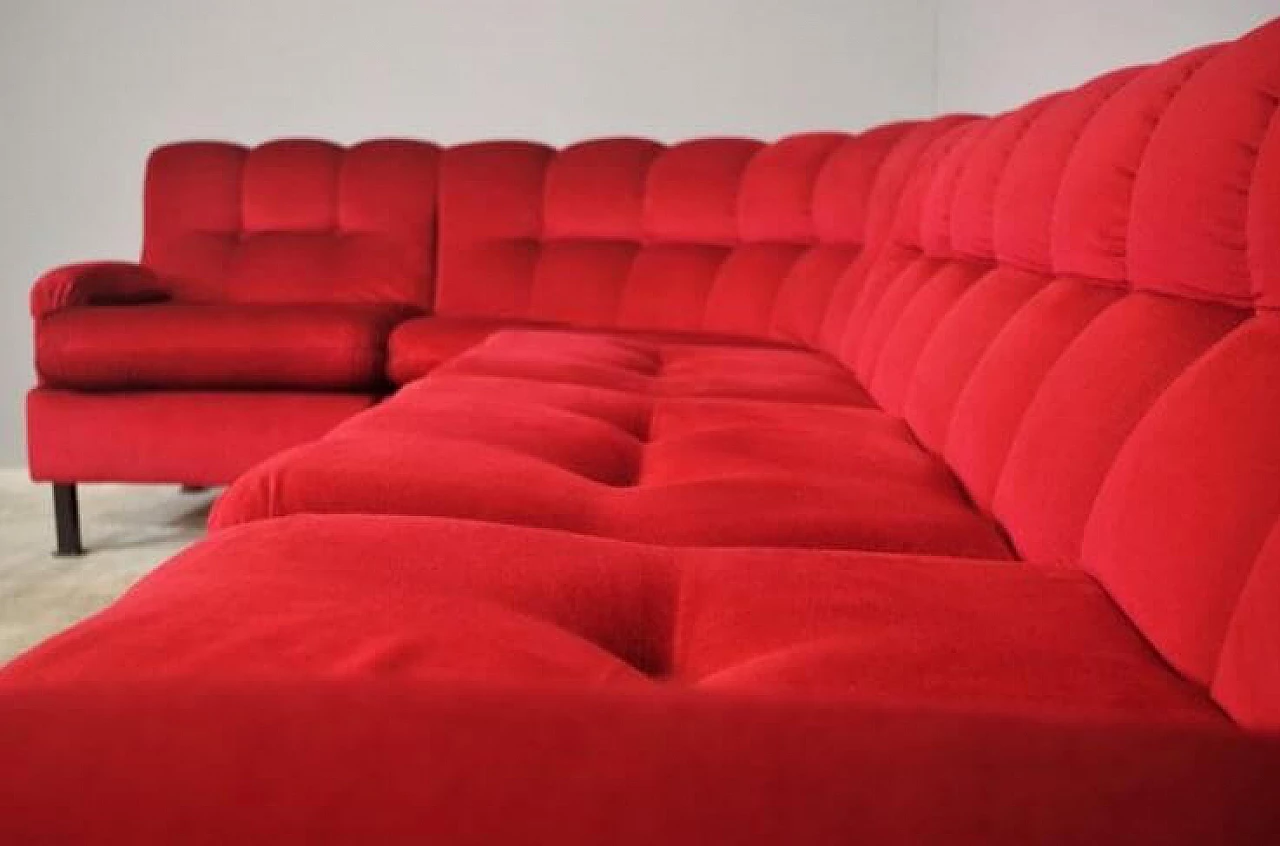 Red velvet sofa, 1970s 1371864