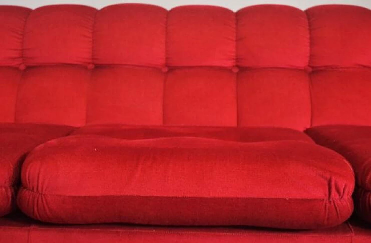 Red velvet sofa, 1970s 1371866