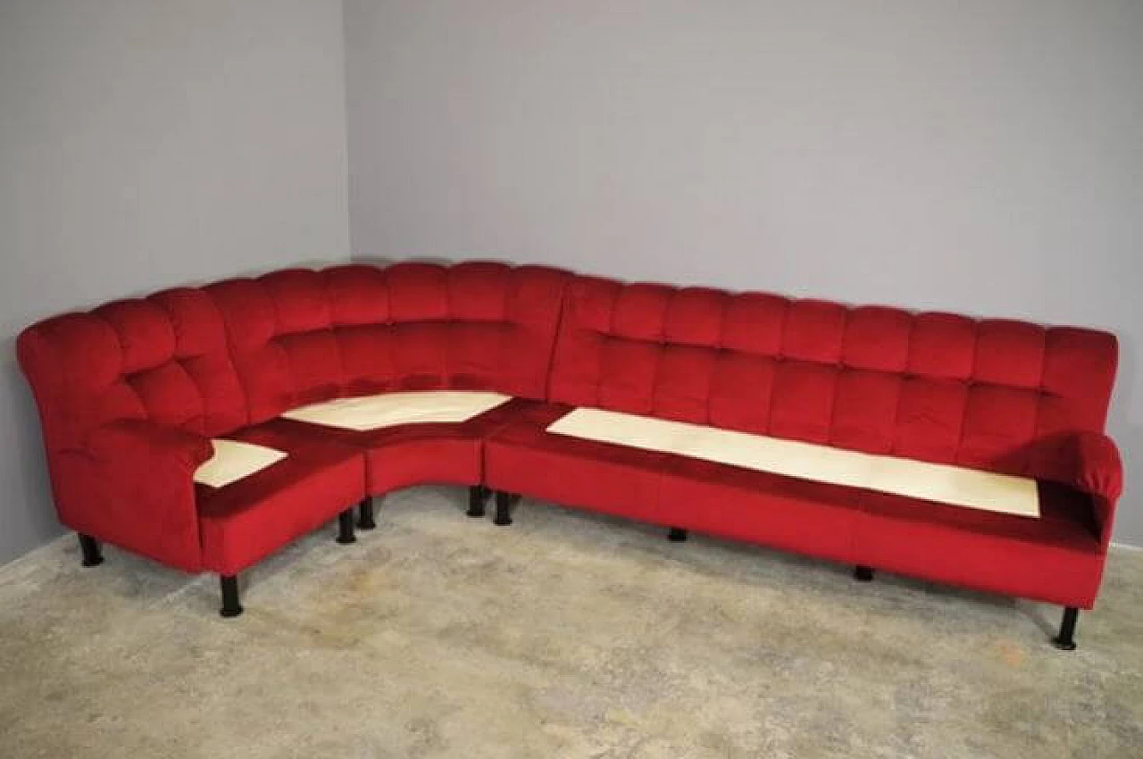 Red velvet sofa, 1970s 1371867