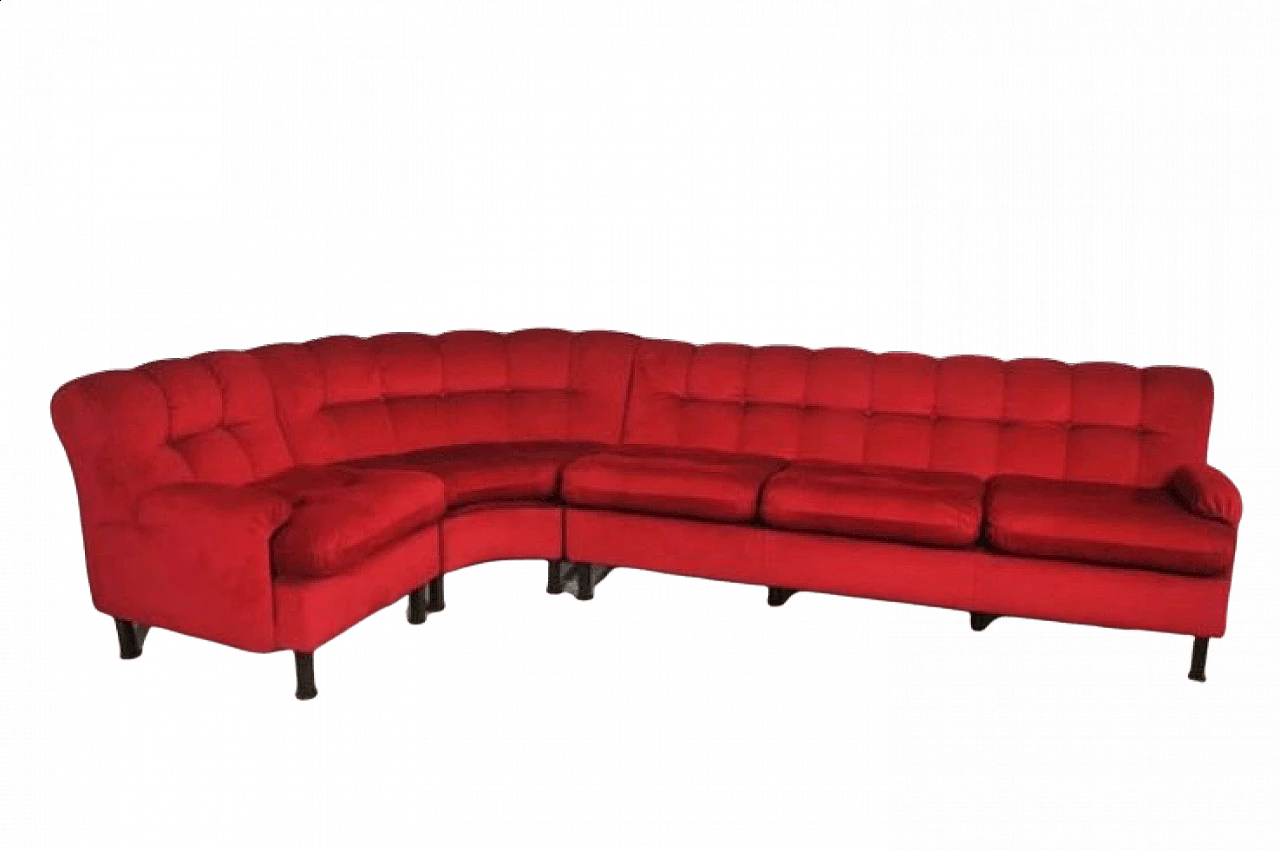 Red velvet sofa, 1970s 1371895