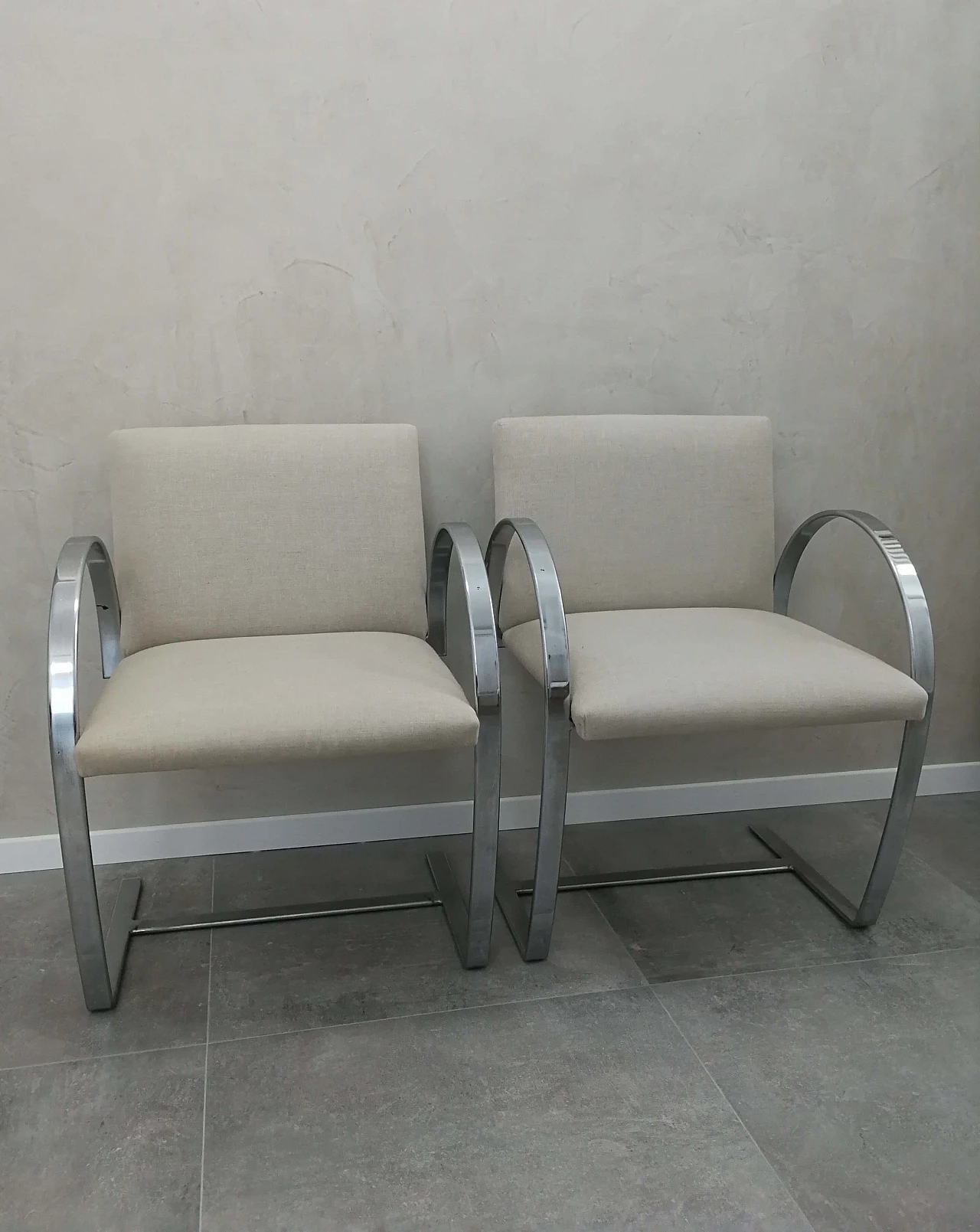 Pair of steel and fabric chairs, 1960s 1372094