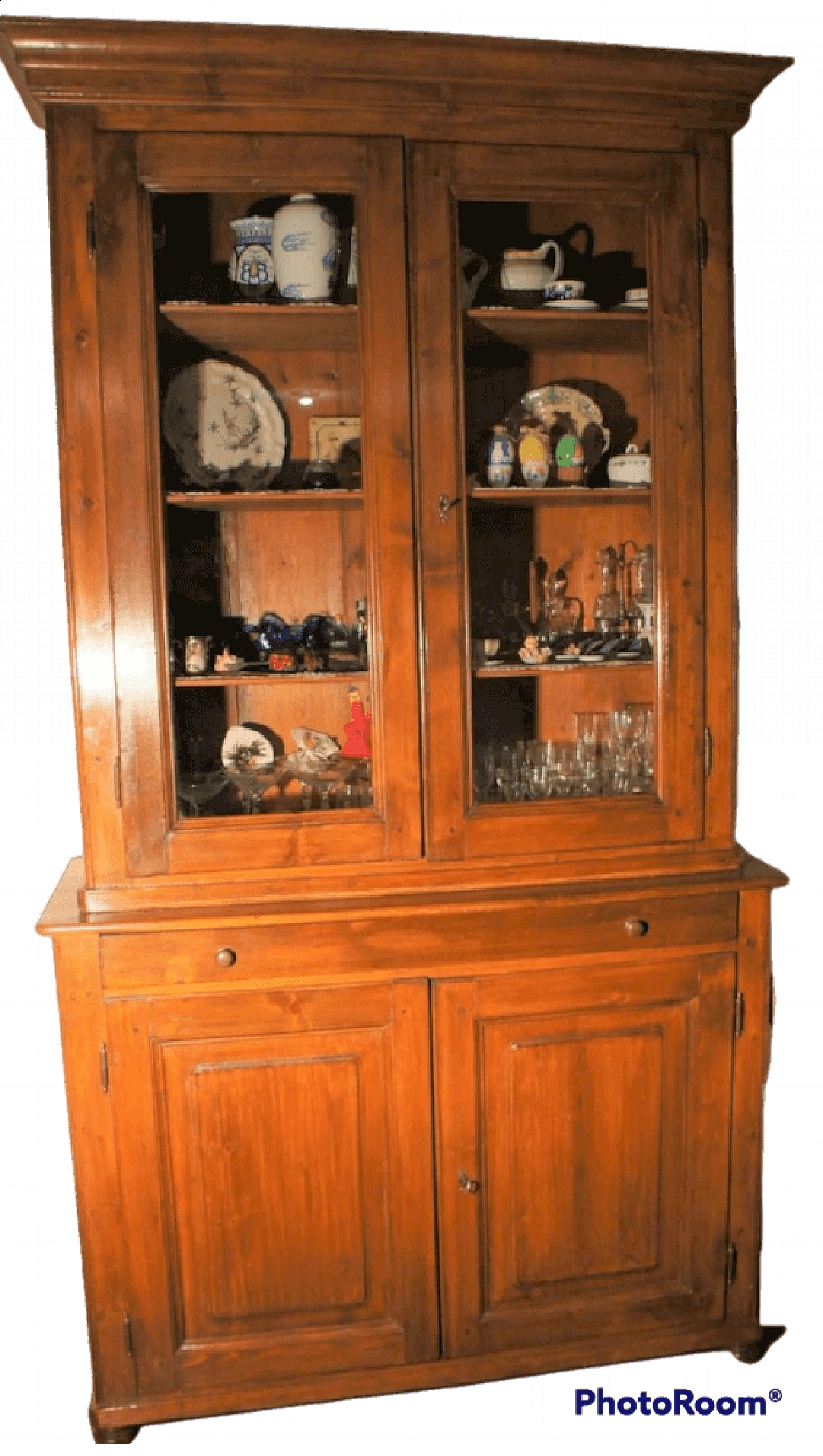 Lombard sideboard with double body and display case, end of '800 1373260