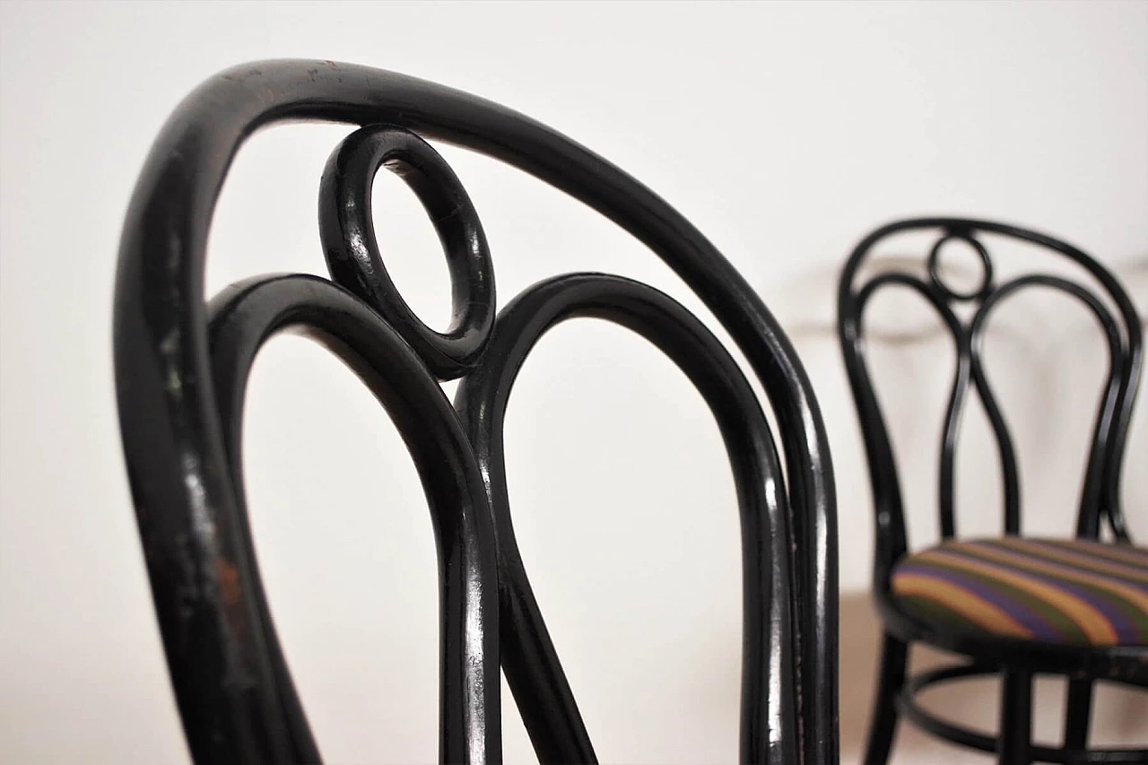 4 black Thonet chairs with fabric seat, 1950s 1374046